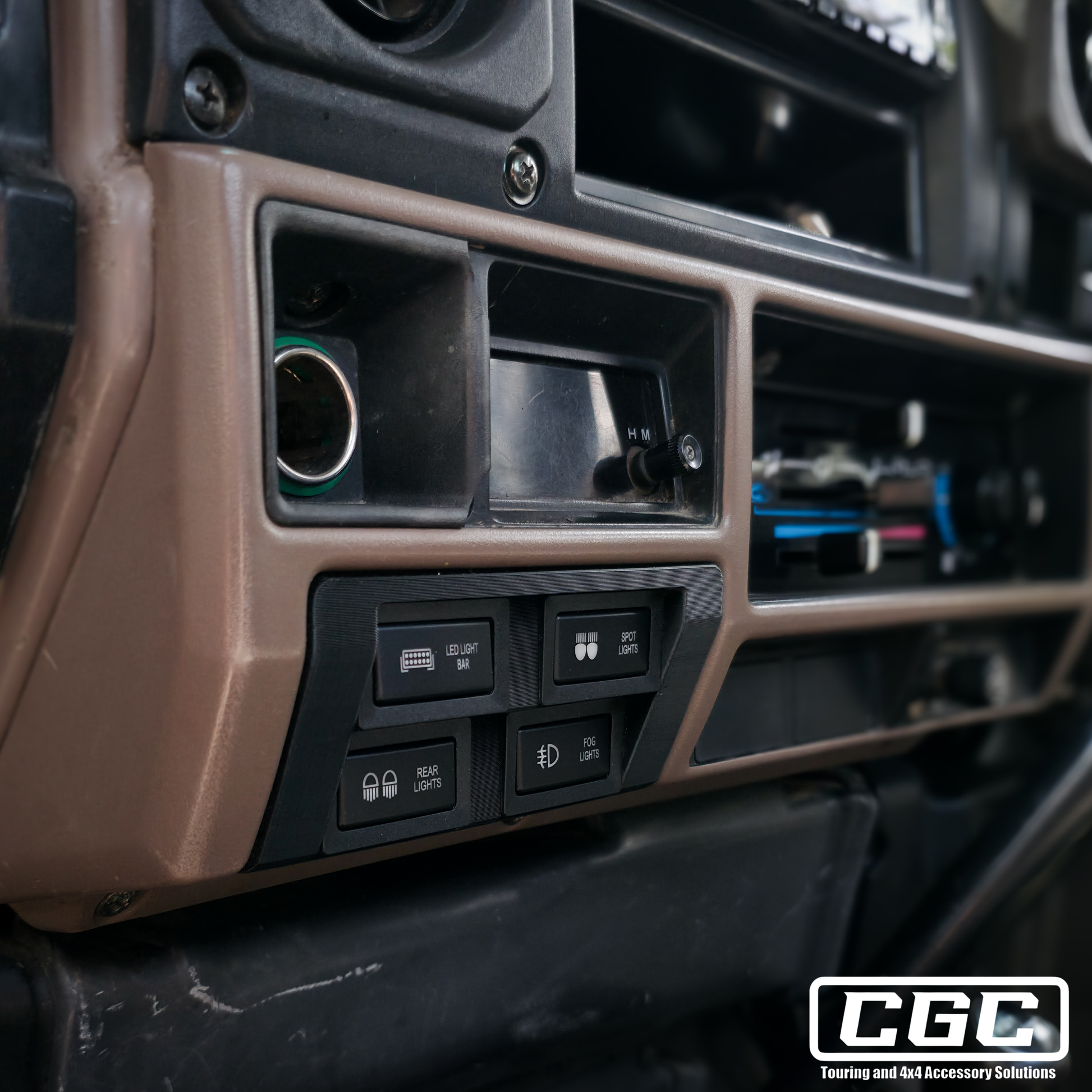 CGC Custom switch panel to suit 70 series landcruiser. Maintain the OEM Dash styling whilst adding 4 switches.